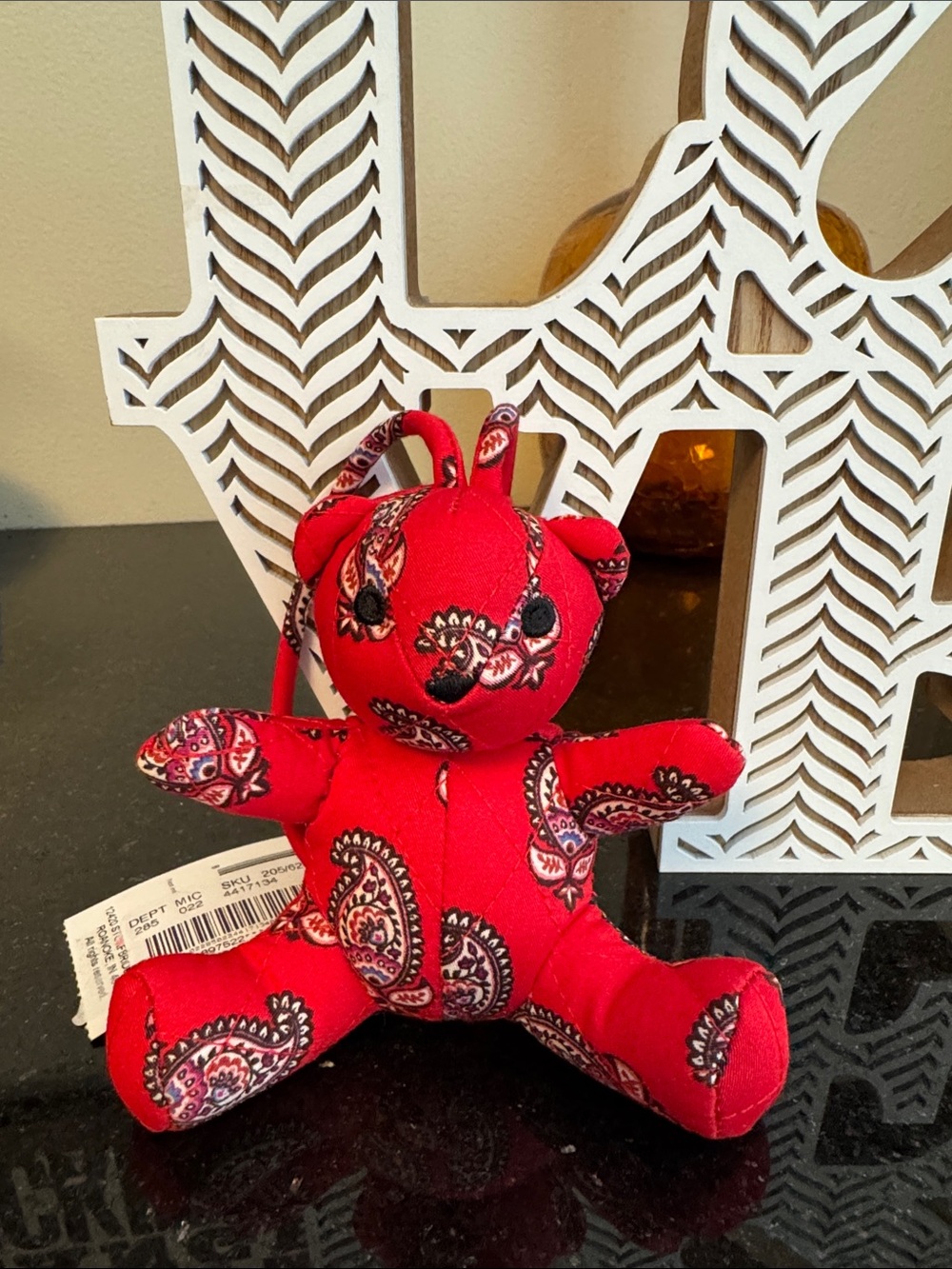 Vera Bradley Red Paisley Plush Bear Accent
